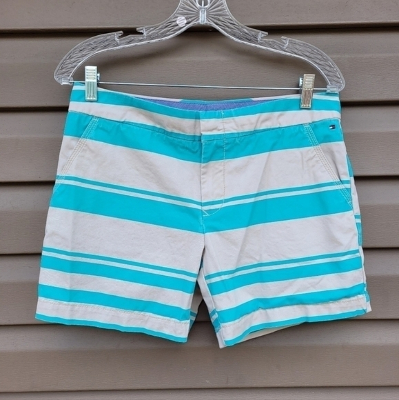 Tommy Hilfiger Teal Stripe Shorts - Picture 1 of 4